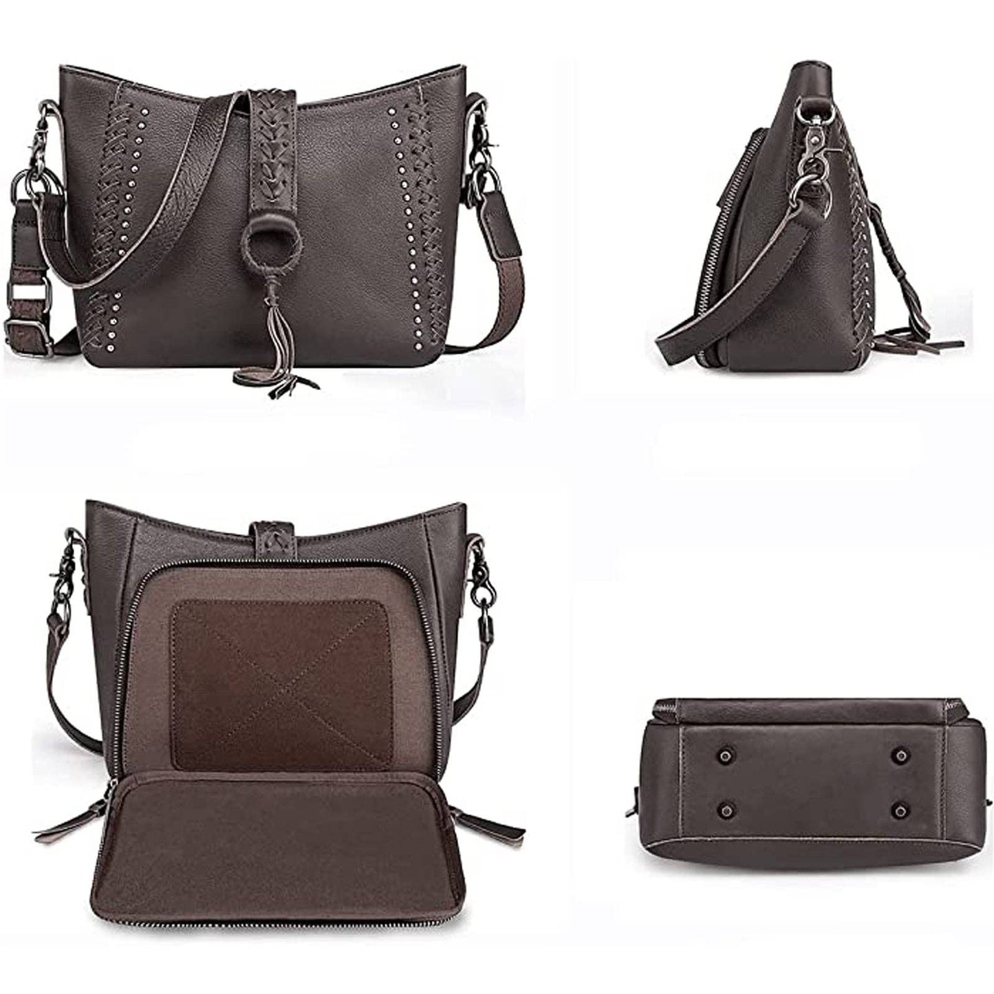 Montana West - MWL-001 Montana West Genuine Leather Collection Hobo/Crossbo: Coffee