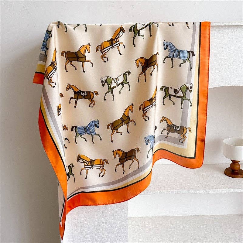 UZ Wholesale Store - Fashion Print Square Scarf: Blue Yellow