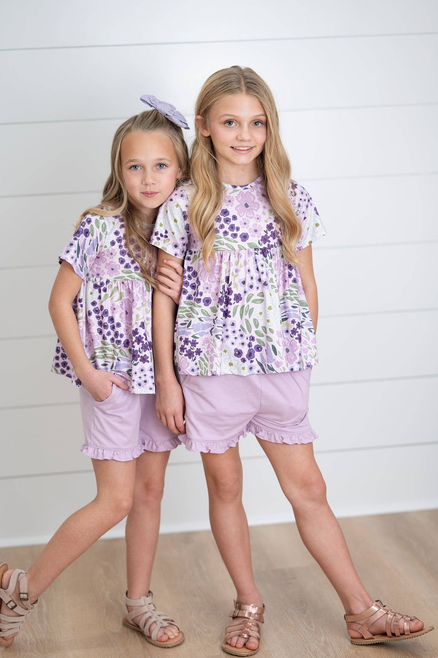 Oopsie Daisy - Kids Brynn Lavender Pocket Ruffle Spring Summer Short Set: 5/6