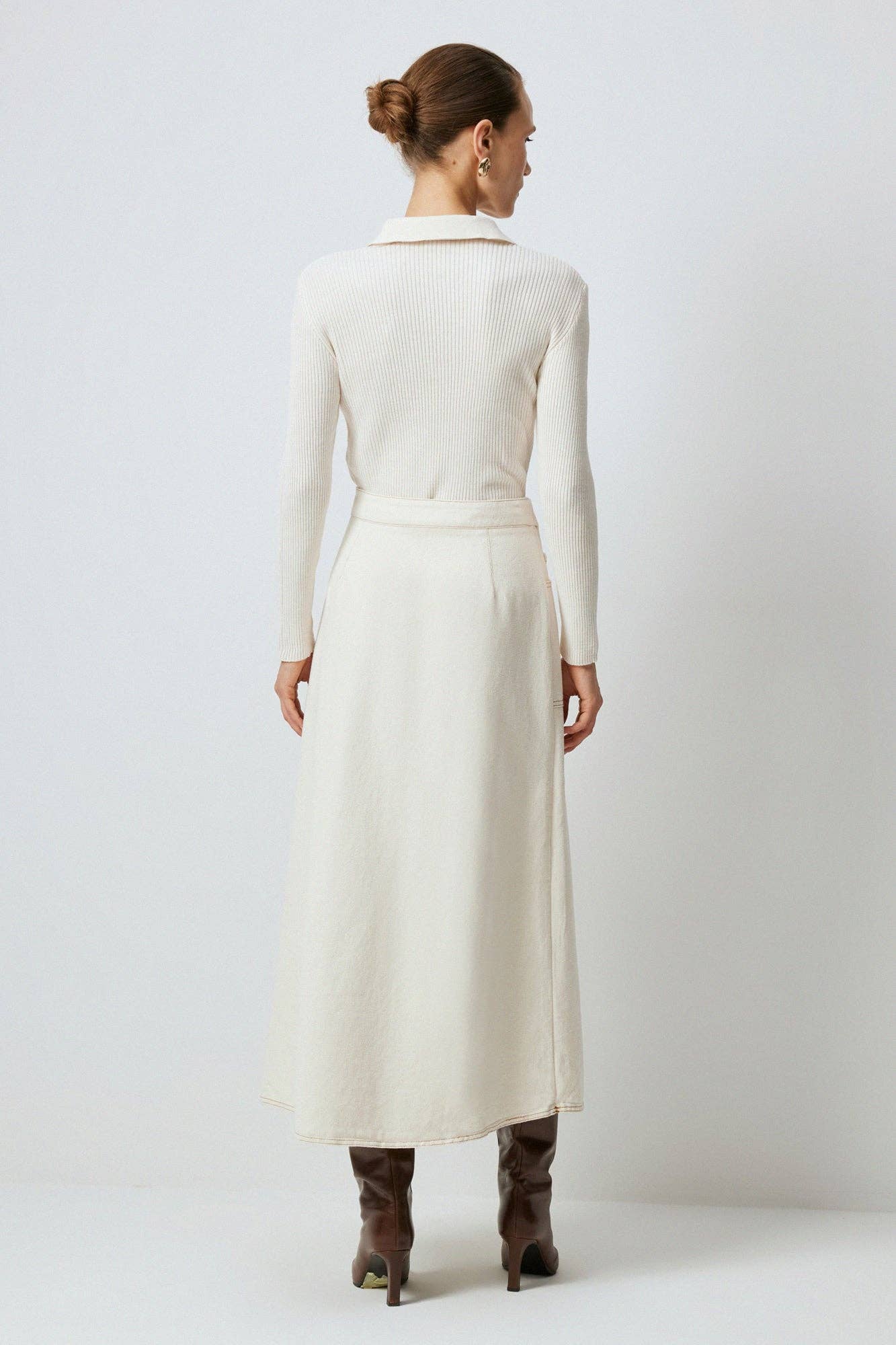 Touché Privé - DOUBLE BREASTED NATURAL DENIM SKIRT