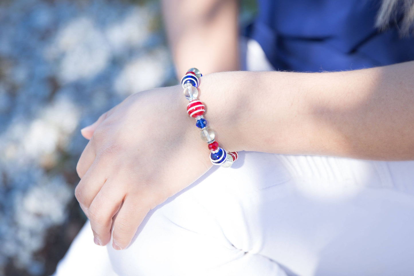 Fiona Accessories - American Flag Patriotic Bracelet, 4th of July Gift for Women: Flag
