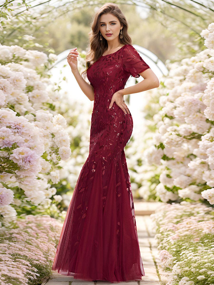 Ever-Pretty - Sequin Shiny Fishtail Tulle Dresses for Party: Dusty Navy / 14