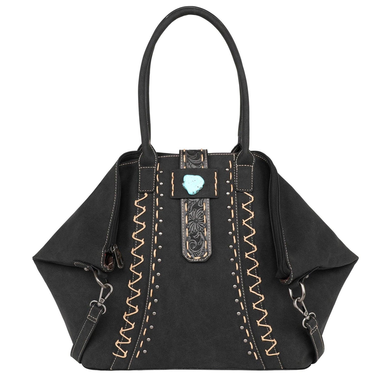 Montana West - MW1221G-8317 Montana West Tooled Collection Tote: Tan