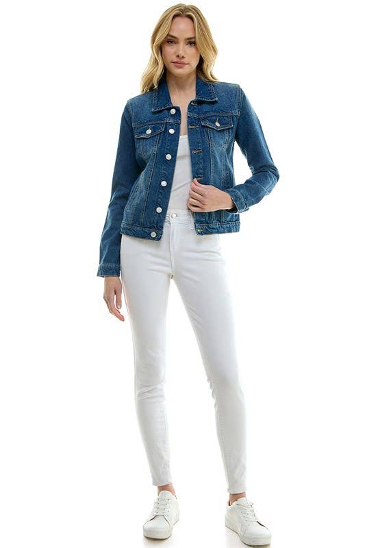 BLUE AGE - LADY CASUAL COTTON DENIM JEAN JACKET (OPEN PACK): Olive / 100% Cotton / M
