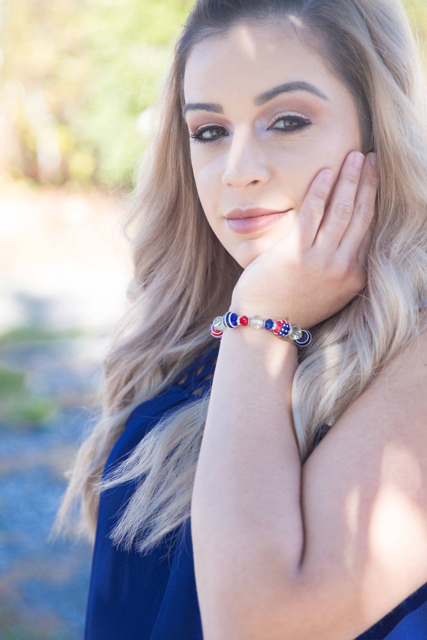 Fiona Accessories - American Flag Patriotic Bracelet, 4th of July Gift for Women: Flag