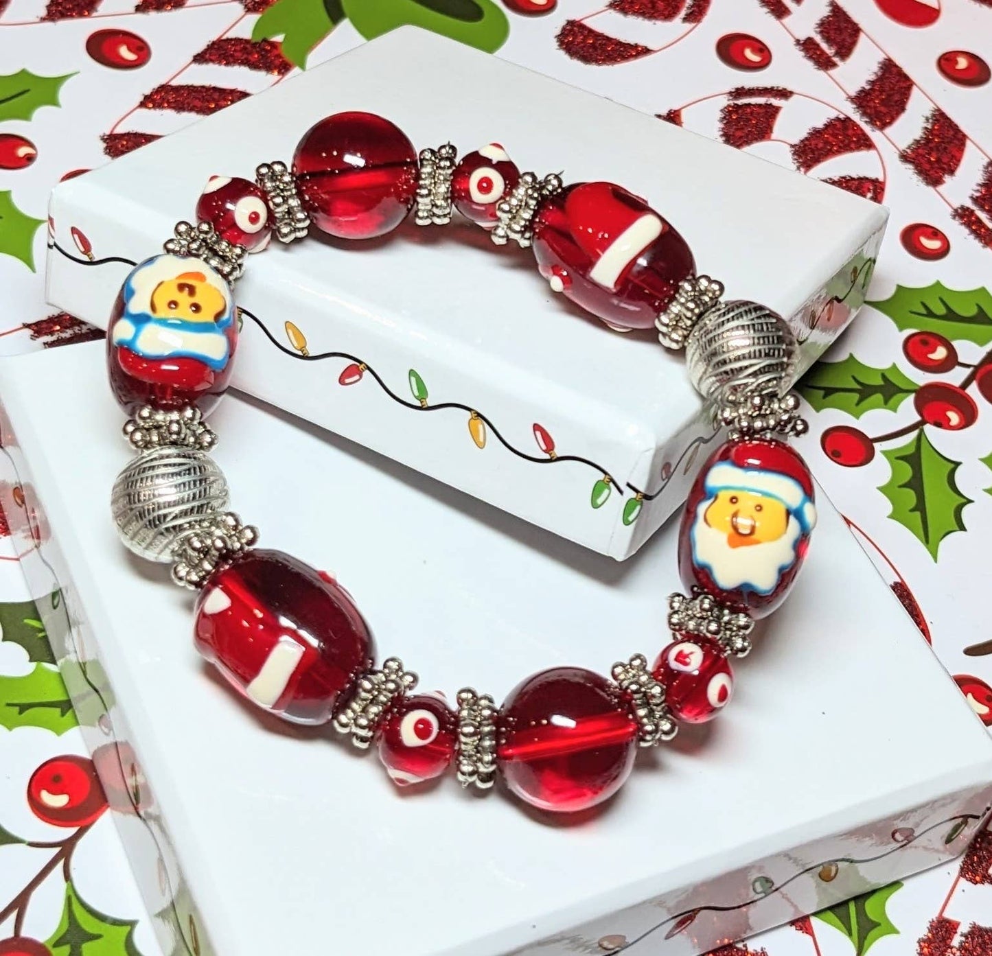 Fiona Accessories - Christmas Bracelet Painted Snowman Gift Tree Holiday Gifts: Gingerbread Man