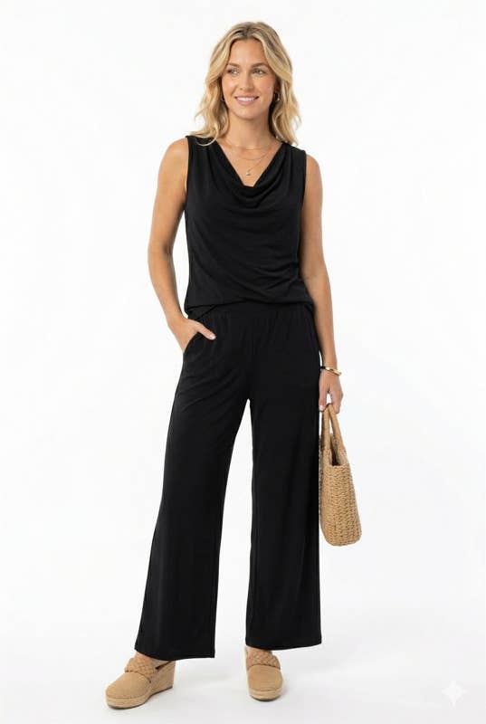 Jostar - HIT Wide Leg Pants W/Pocket-5048HT-ARS1-K: Black / S