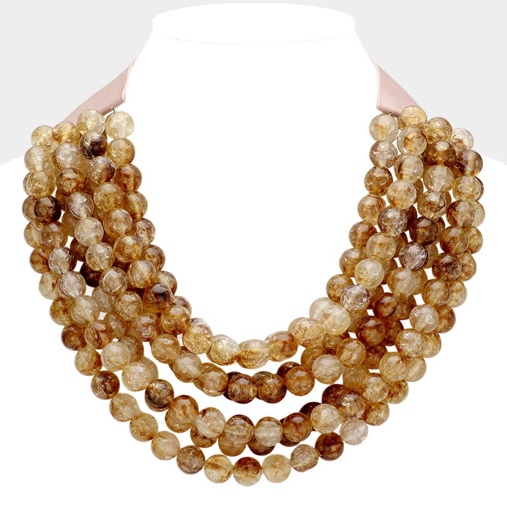 Sensibling Corp. - Chunky Acrylic Bead Layered Faux Leather Magnetic Necklace: Blue