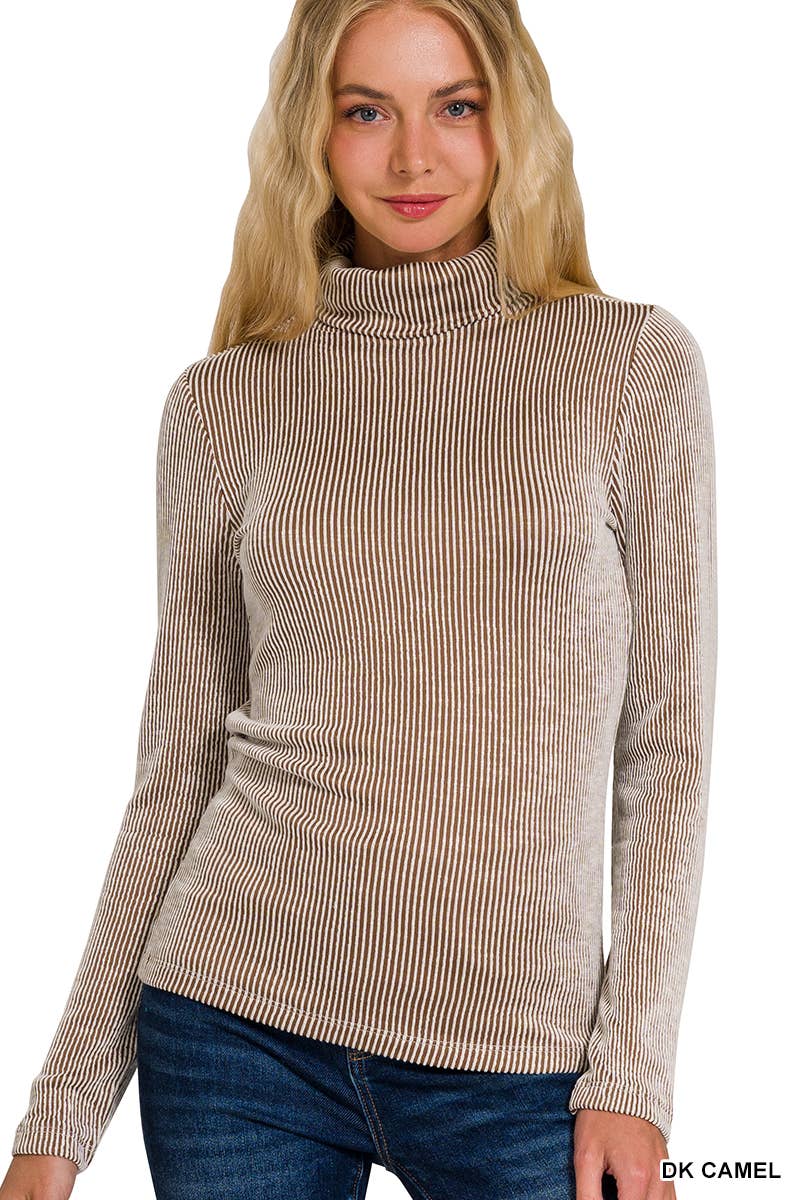 42POPS - 'Ribbed Turtle neck Top As shown: OCEAN BLUE-158159 / L