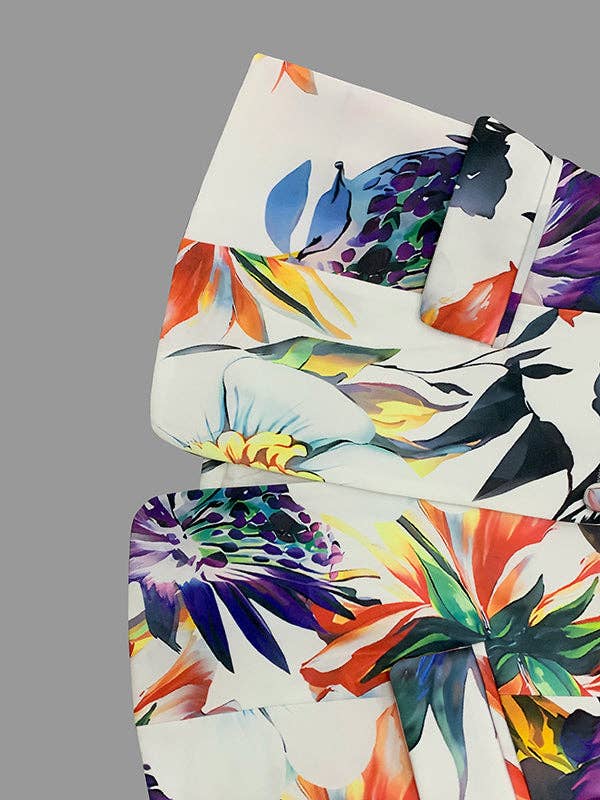 UZ Wholesale Store - Long Sleeves Floral Printed Split-Joint Lapel Suit Outerwear: COLORFUL / S