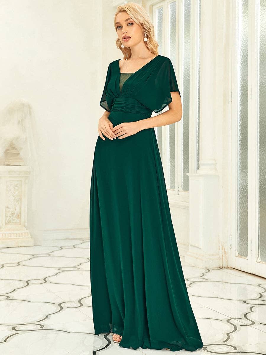 Ever-Pretty - A-Line Empire Waist Evening Dresses For Women: Dark Green / 24