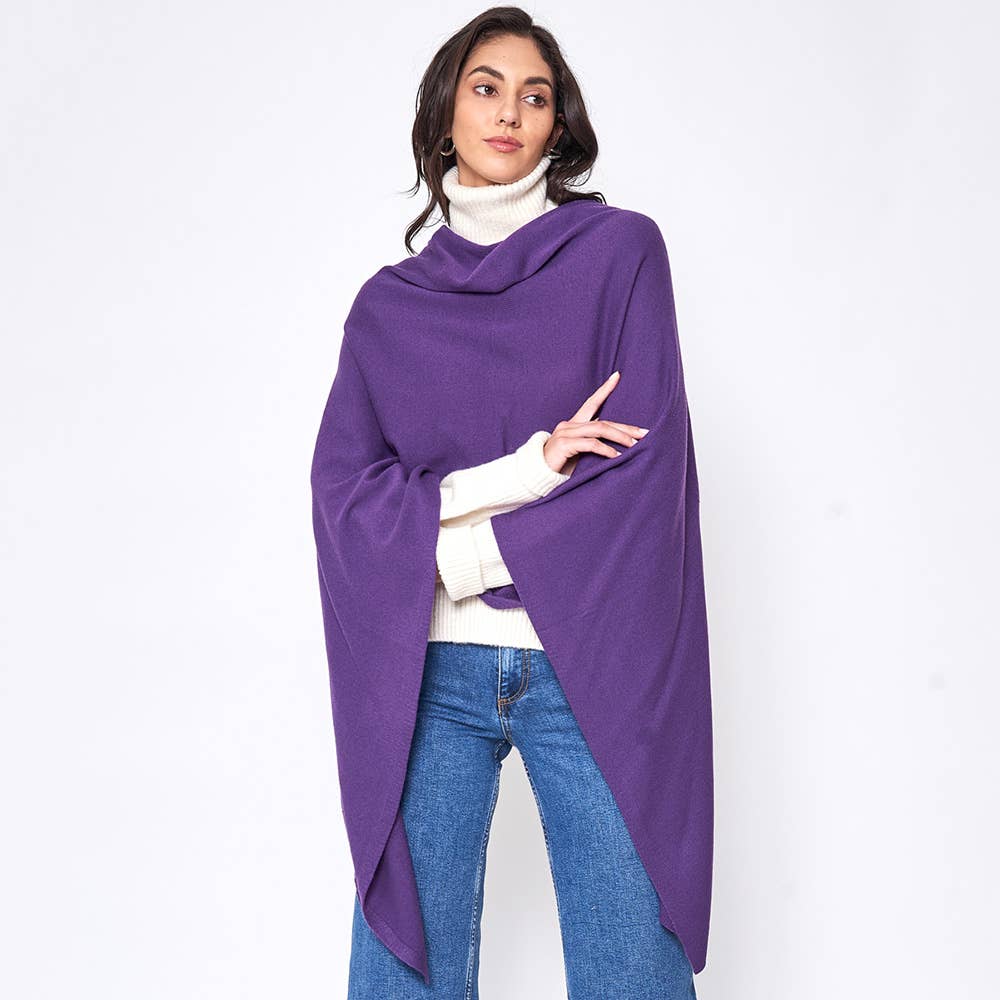 Sensibling Corp. - Solid Scarf Poncho: Purple