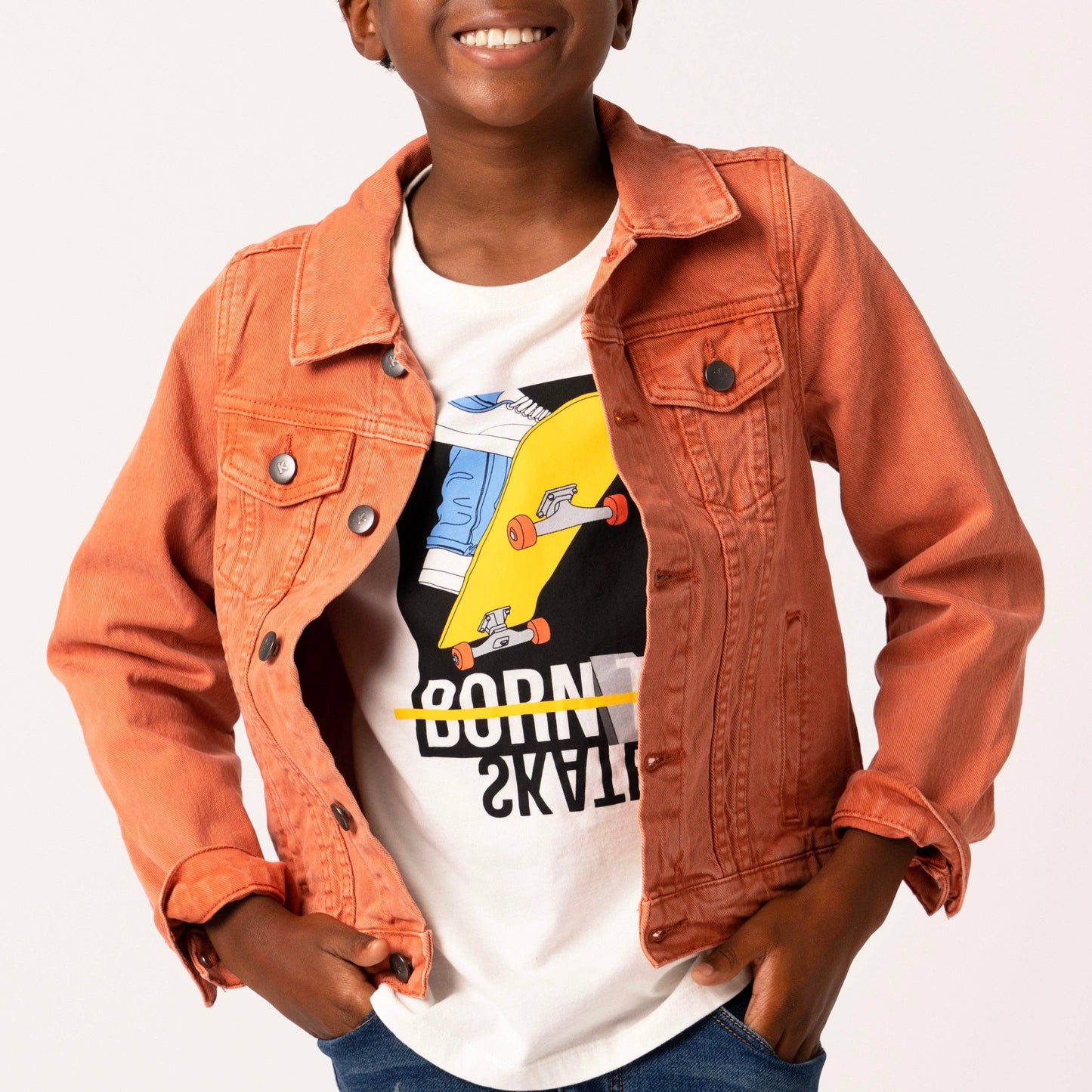 Kidpik - Colored Jean Jacket: Oyster Grey / S (7/8)