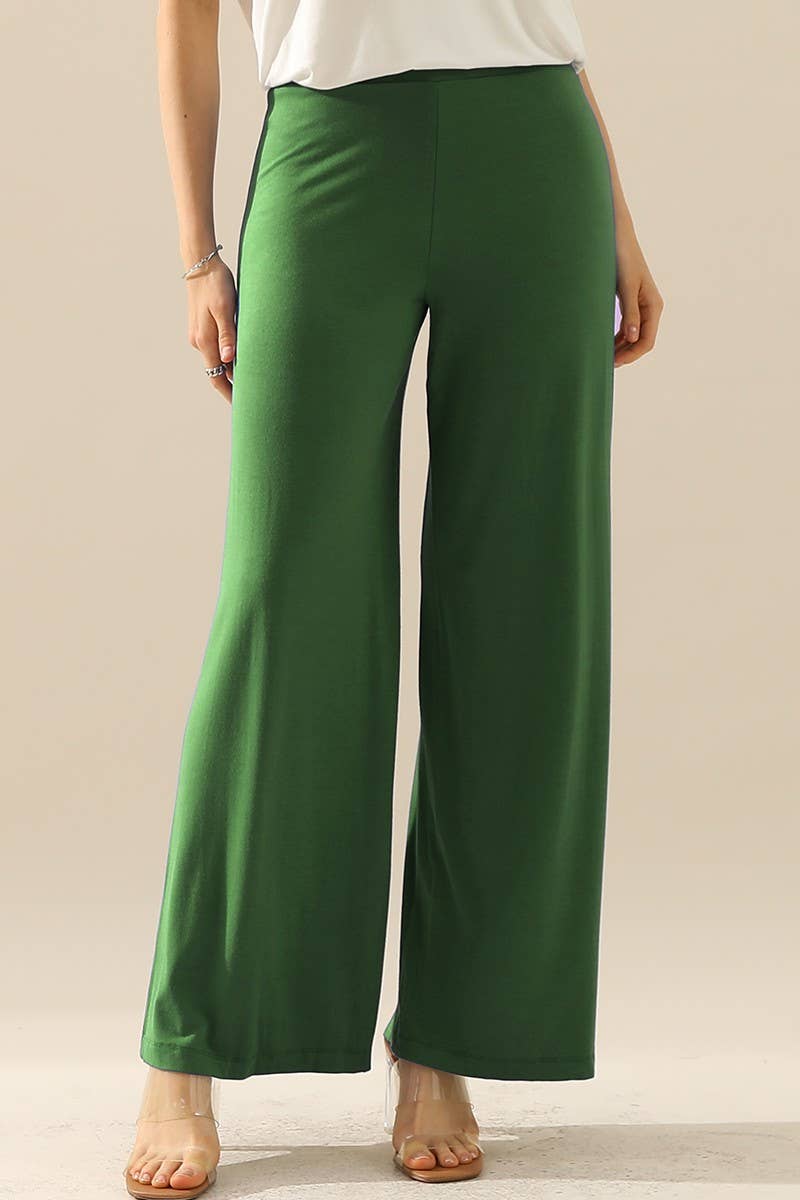 NINEXIS - CWBLP410_HIGH WAIST WIDE LEG PALAZZO LOOSE CASUAL PANTS: BLACK / (M) 1
