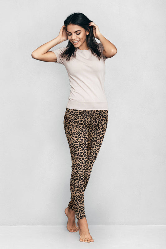DM Merchandising - Britt's Knits Printed Fleece Lined Leggings Open Stock: Leopard / Small/ Medium