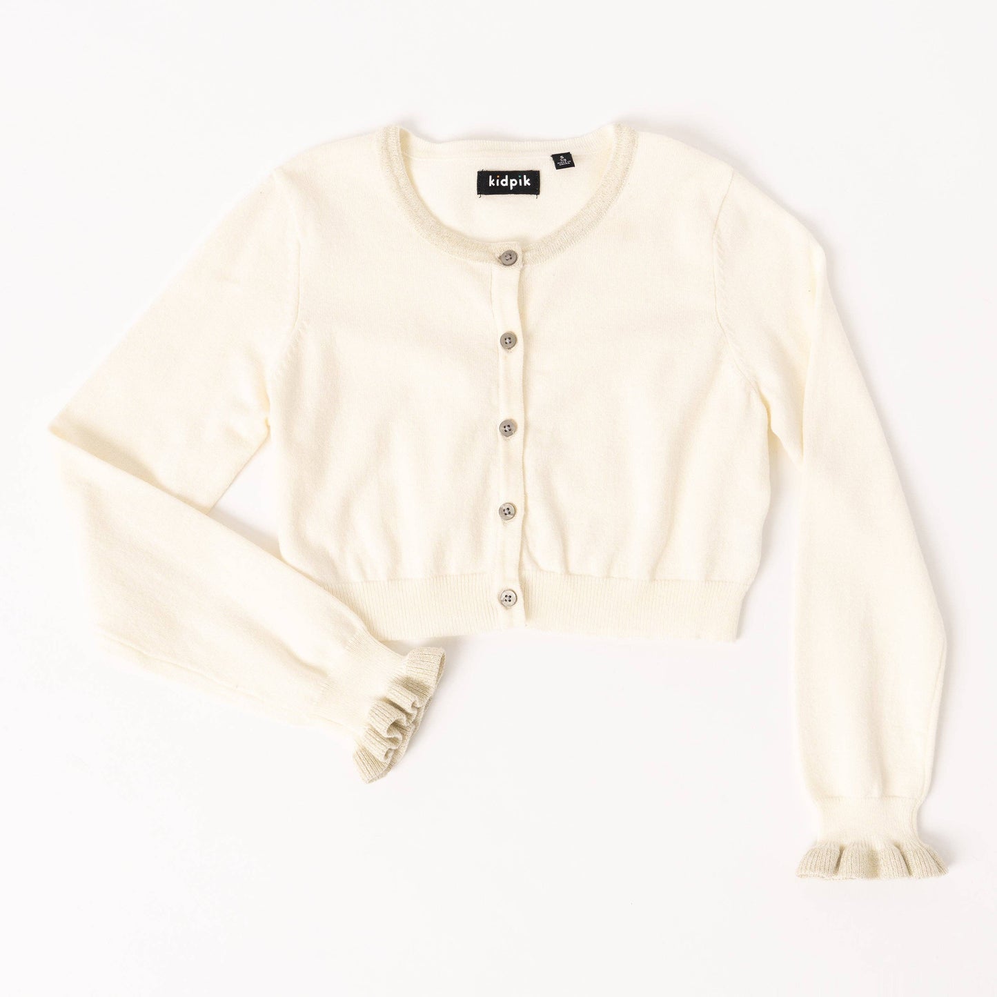 Kidpik - Ruffle Bolero Sweater: Kidpik Cream / S (7/8)