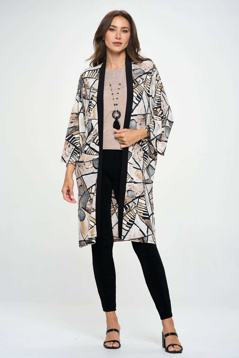 Jostar - Print Kimono with pockets-4085HT-QRP1-CK-W393: M