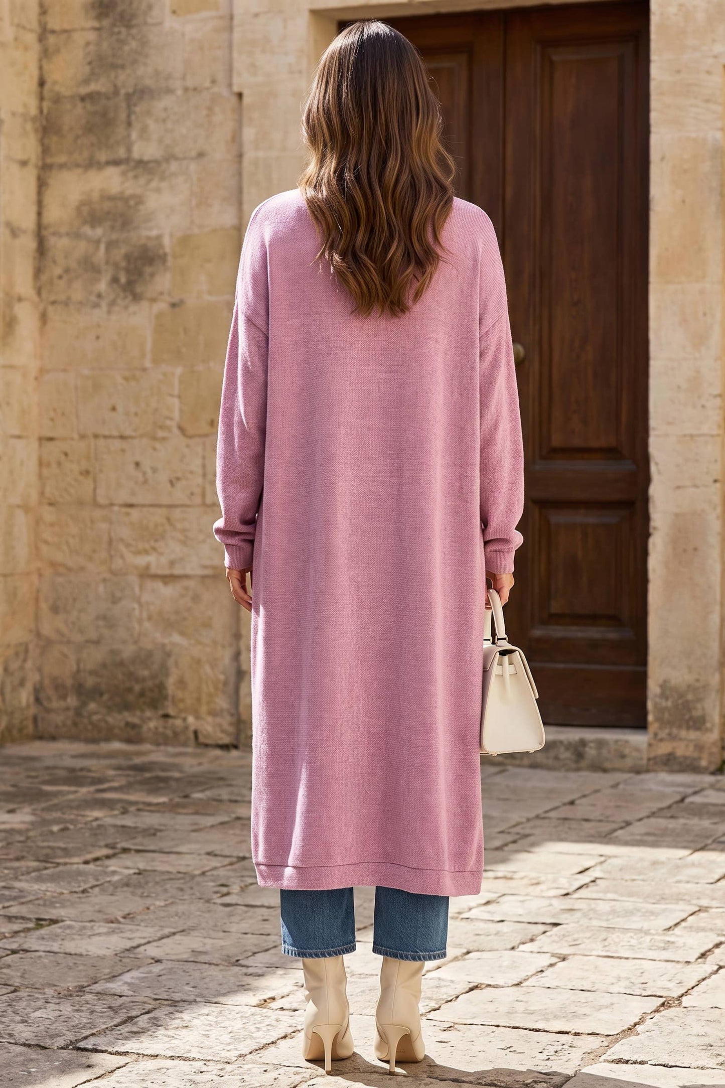 Dear Scarlett - Relaxed Long Cardigan: DESERT BLUSH