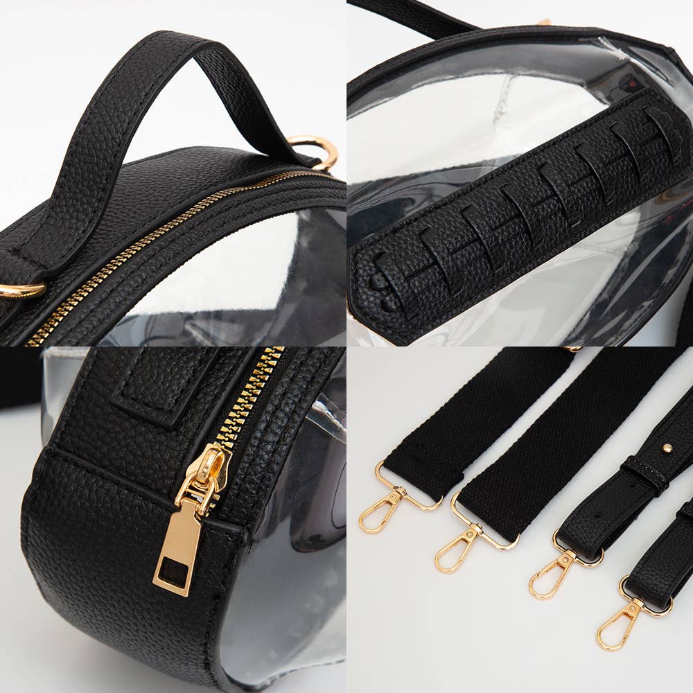 Sensibling Corp. - Football Shaped Transparent Crossbody Bag
: Brown