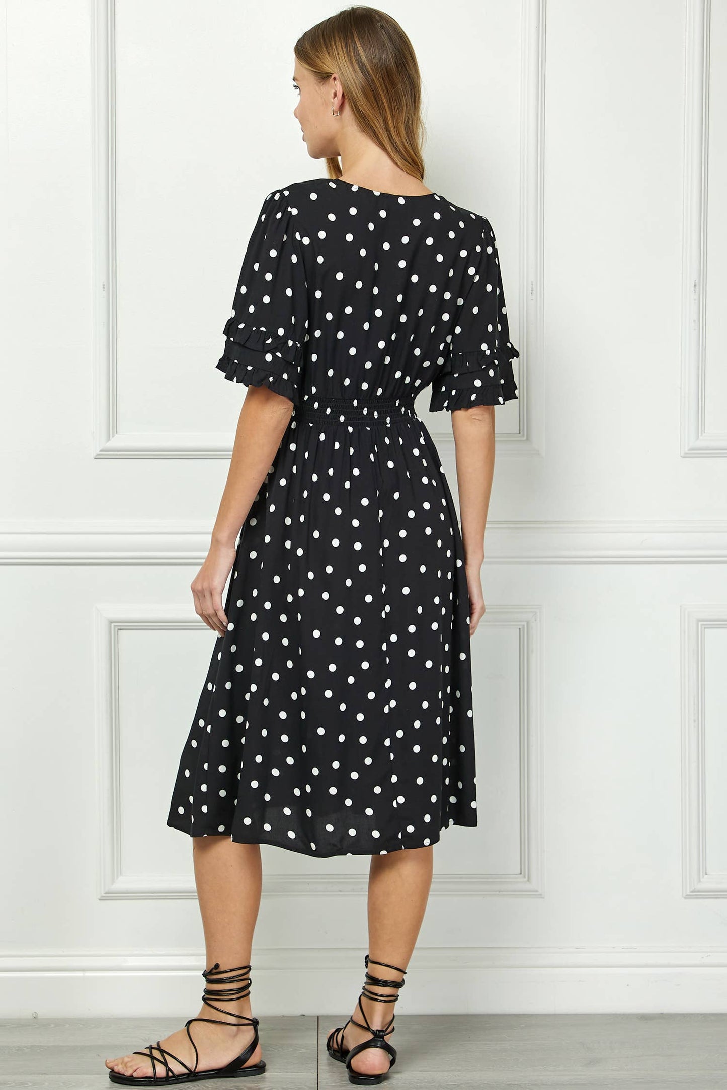 Winslow Collection - ELEGANT KIMONO INSPIRED SURPLICE DRESS  : BKCRM / M