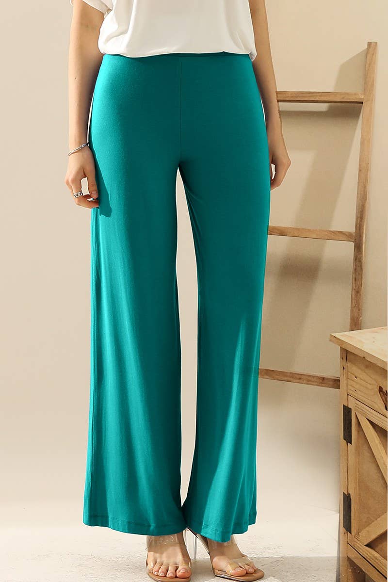 NINEXIS - CWBLP410_HIGH WAIST WIDE LEG PALAZZO LOOSE CASUAL PANTS: BLACK / (S) 1