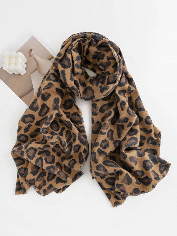 UZ Wholesale Store - Fringed Leopard Shawl&Scarf: LEOPARD / One_size