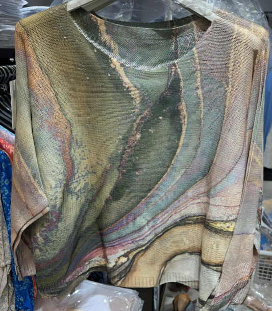 LOOWIE - C1006 Tie-dye Printed Spring Long Sleeves Sweater  : Olive