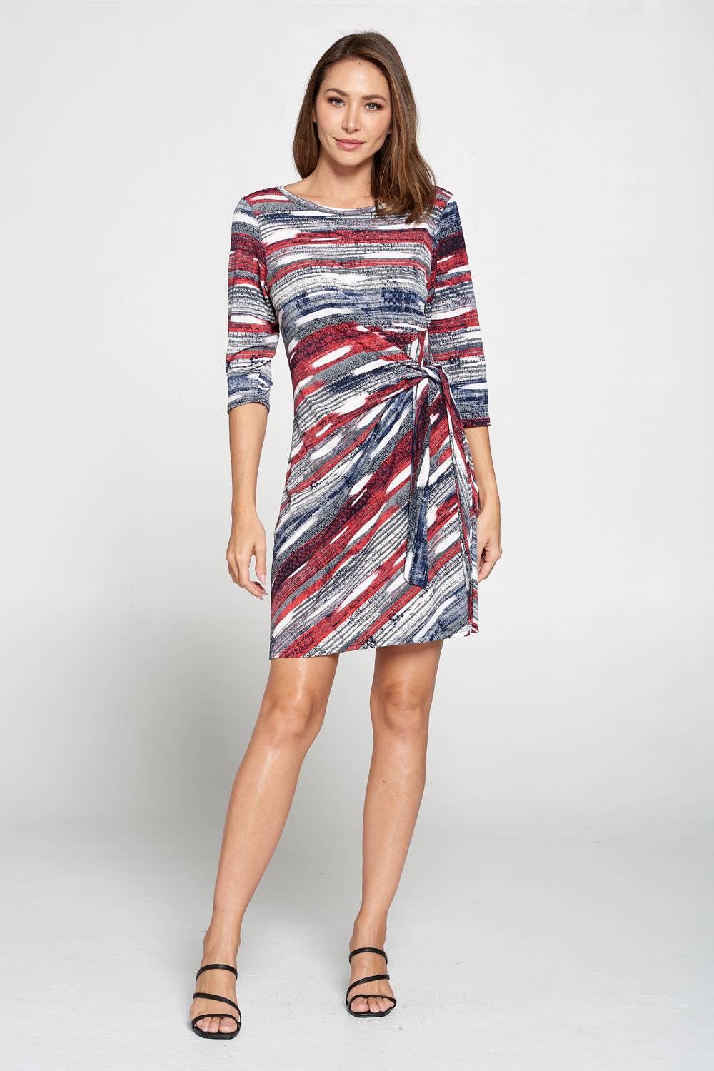 Jostar - HIT Round-NK Side Tie Dress-7071HT-QRP1-W244: W244-Red / S