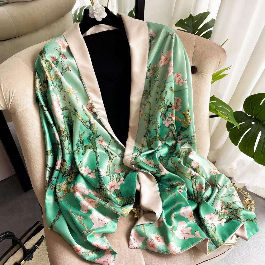 Winding River - **Closeout Price** Almond Blossoms 2 Layer Buttoned Wrap