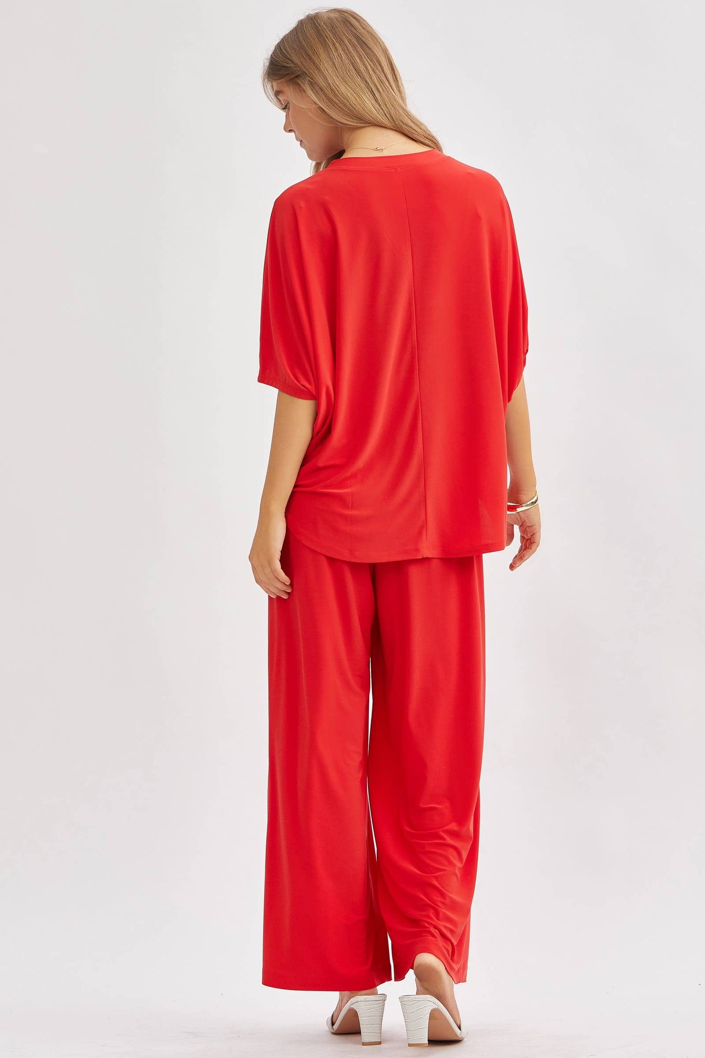 Dear Scarlett - Flowy Top + Wide Leg Set TRVSET-COASTAL: Fuchsia / L