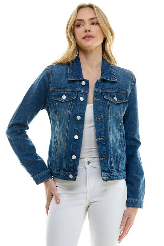 BLUE AGE - LADY CASUAL COTTON DENIM JEAN JACKET (OPEN PACK): Olive / 100% Cotton / XL