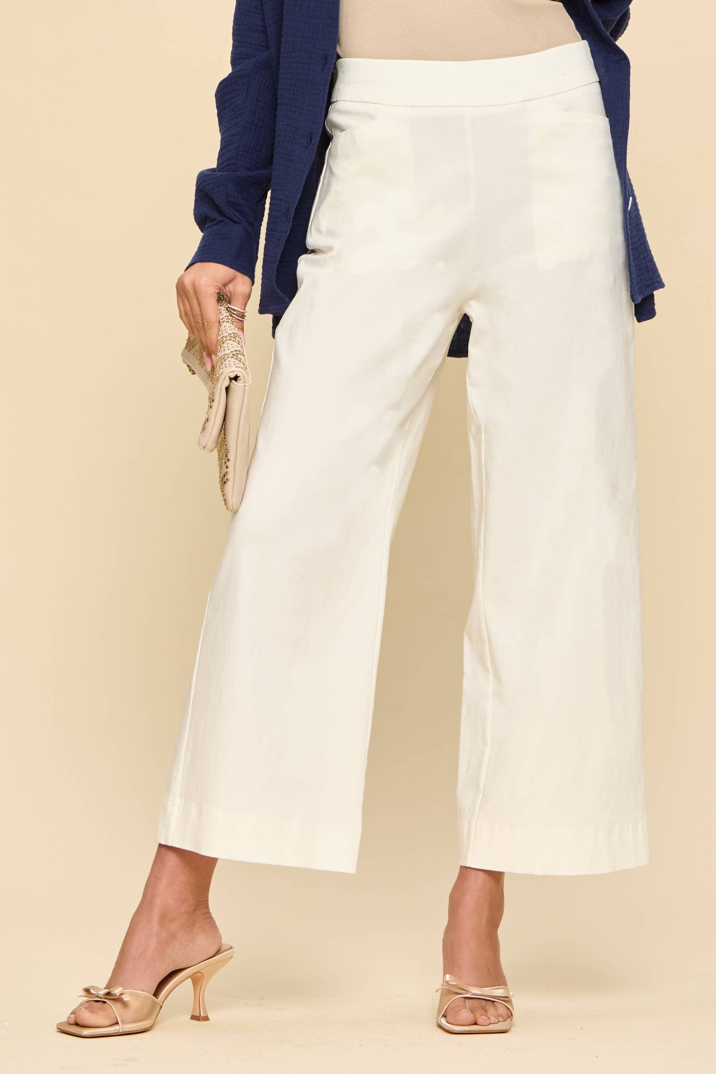 Dear Scarlett - Everyday Only Pair Wide Leg Pants: OFF WHITE