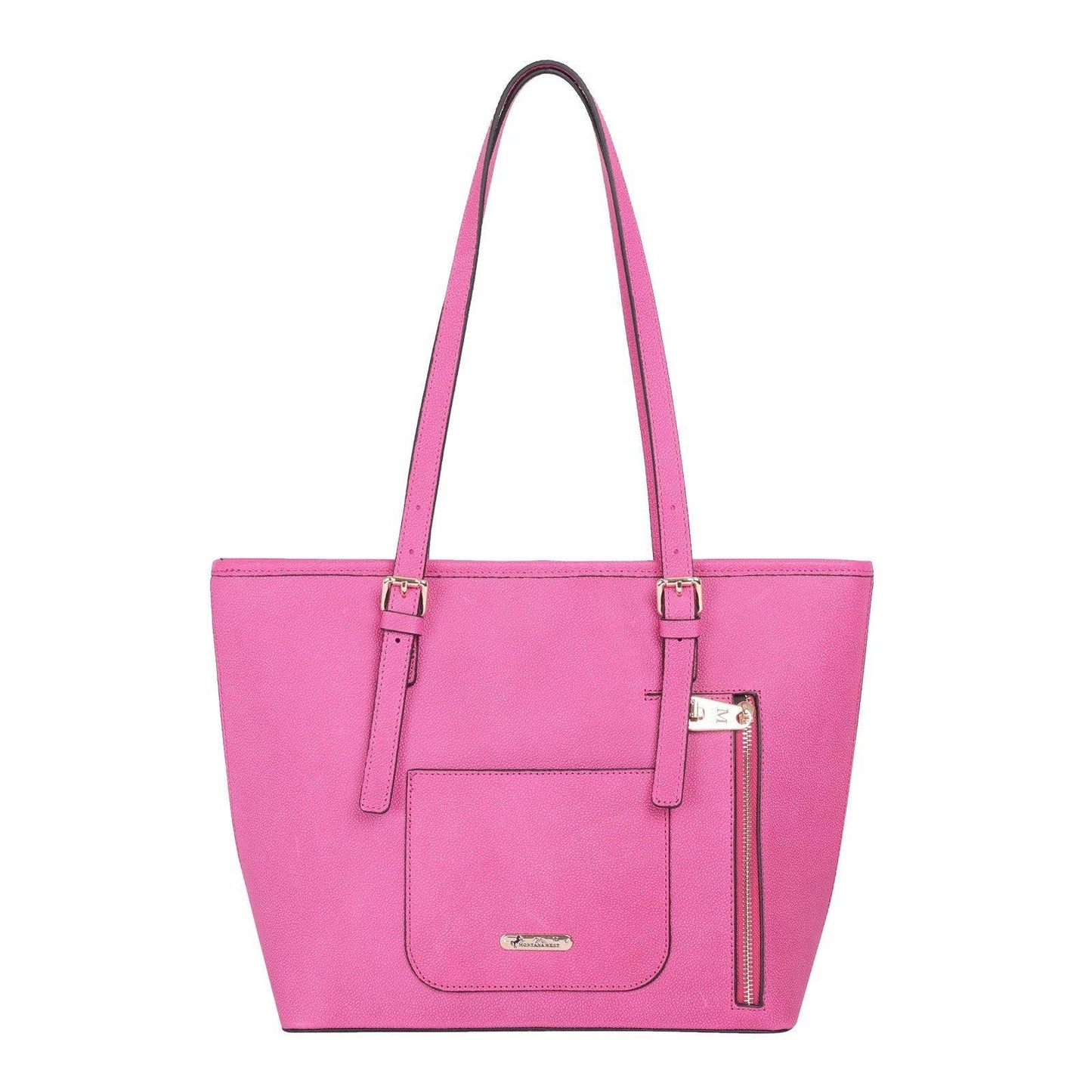 Montana West - MWRG-036 Montana West Real Leather Pink Tote: Hot Pink
