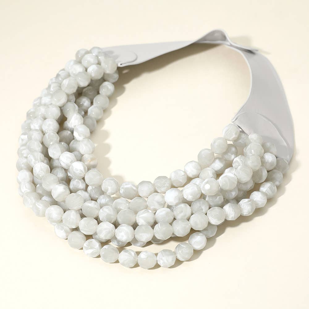 Sensibling Corp. - Chunky Acrylic Bead Layered Faux Leather Magnetic Necklace: DIVO
