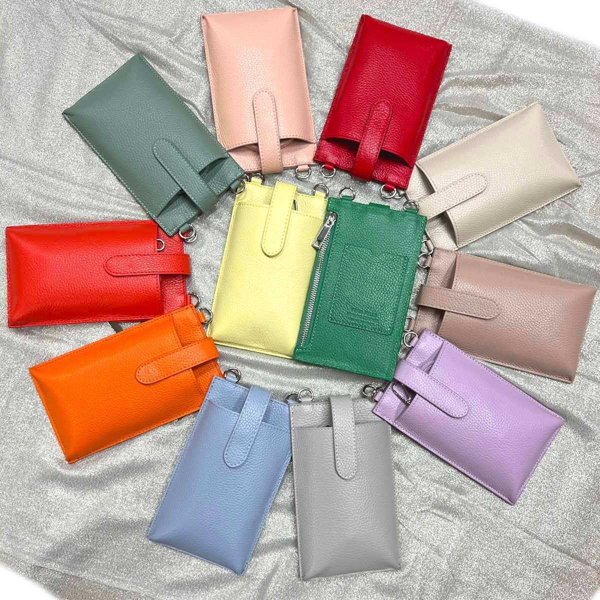 Suie Valentini srl - Summer genuine leather phone bag, Made in Italy, art. 112560: Red