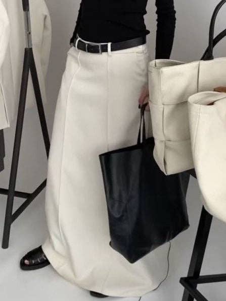 UZ Wholesale Store - Chic Solid Color H-Line Skirt: WHITE / XL