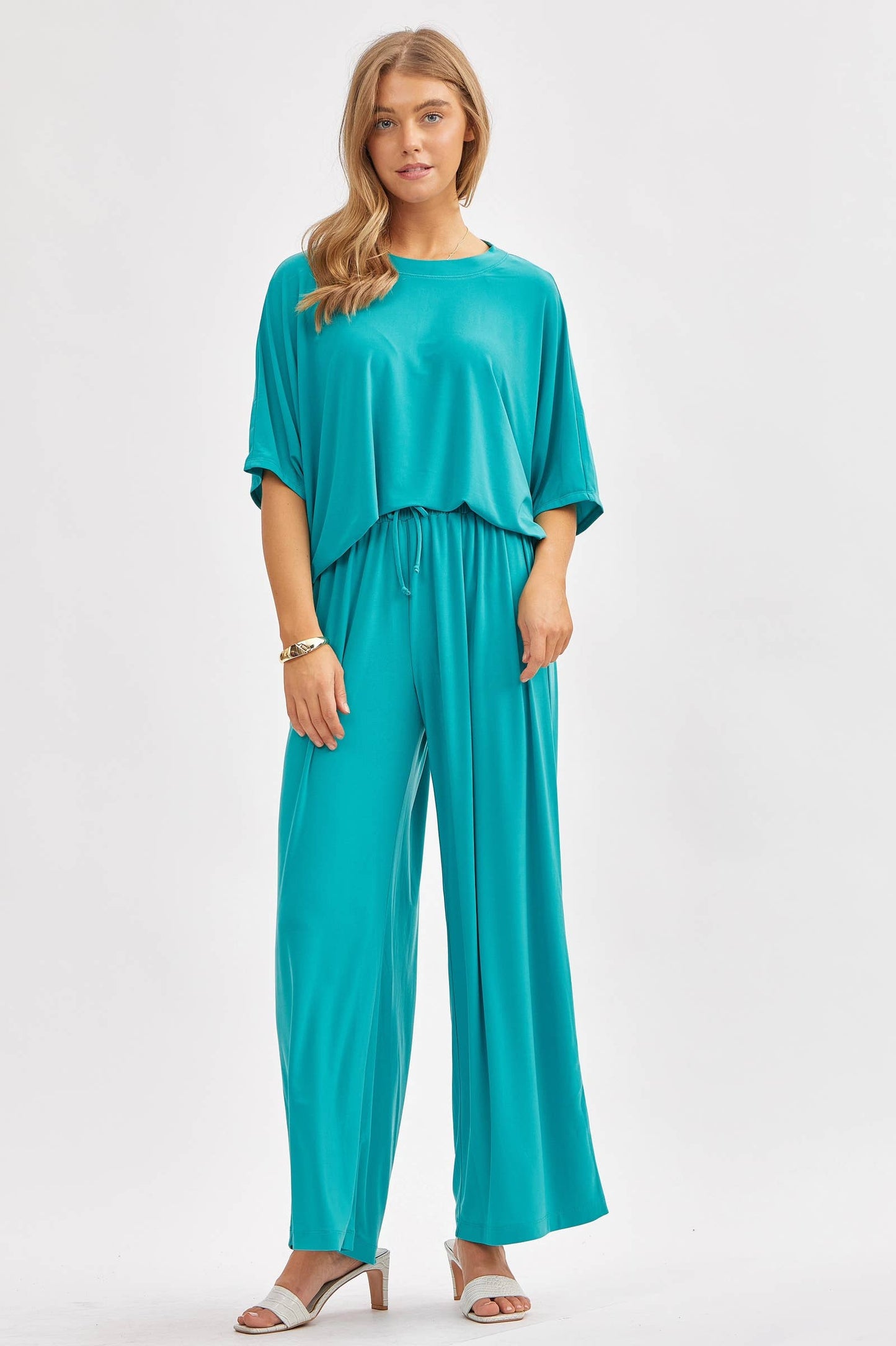 Dear Scarlett - Flowy Top + Wide Leg Set TRVSET-COASTAL: Royal Blue / S