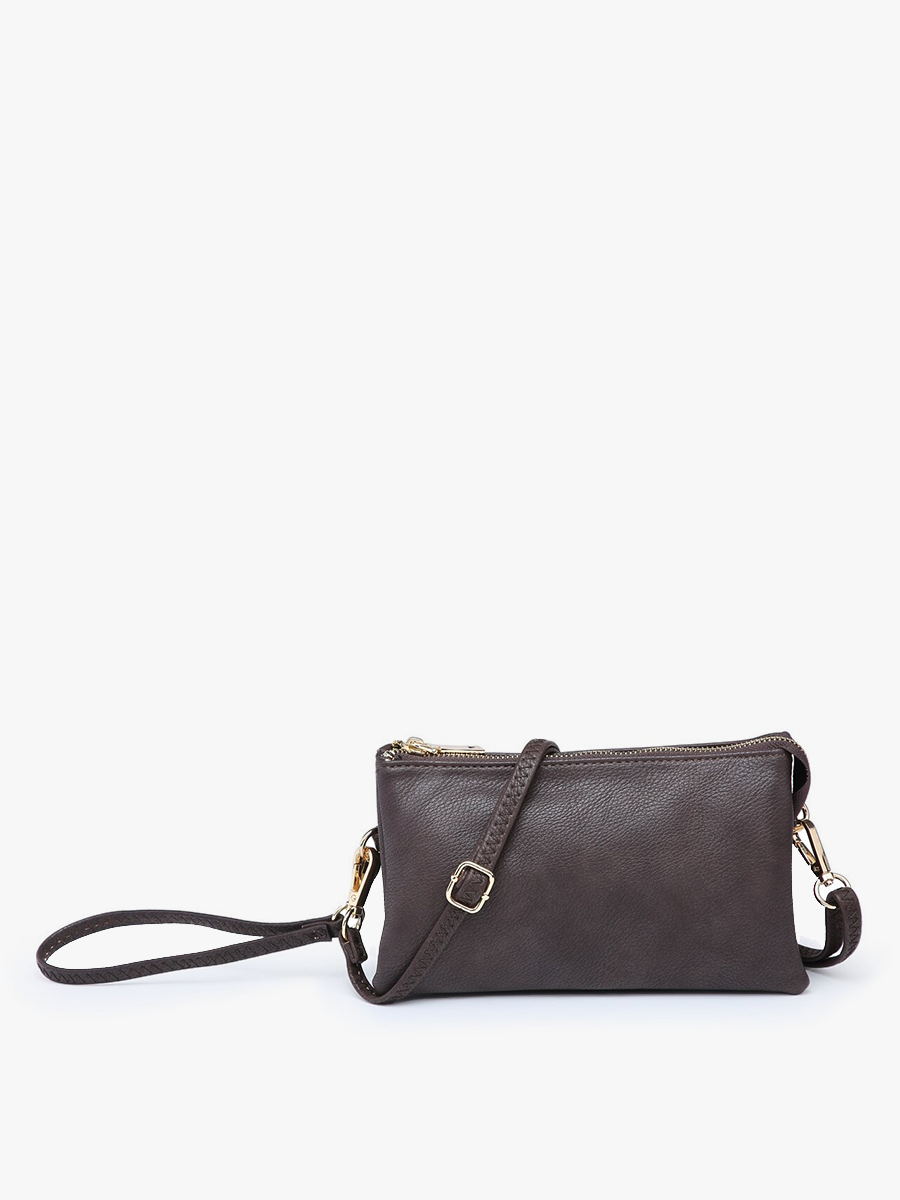 M013 Riley Monogrammable 3 Compartment Crossbody/Wristlet: Maroon