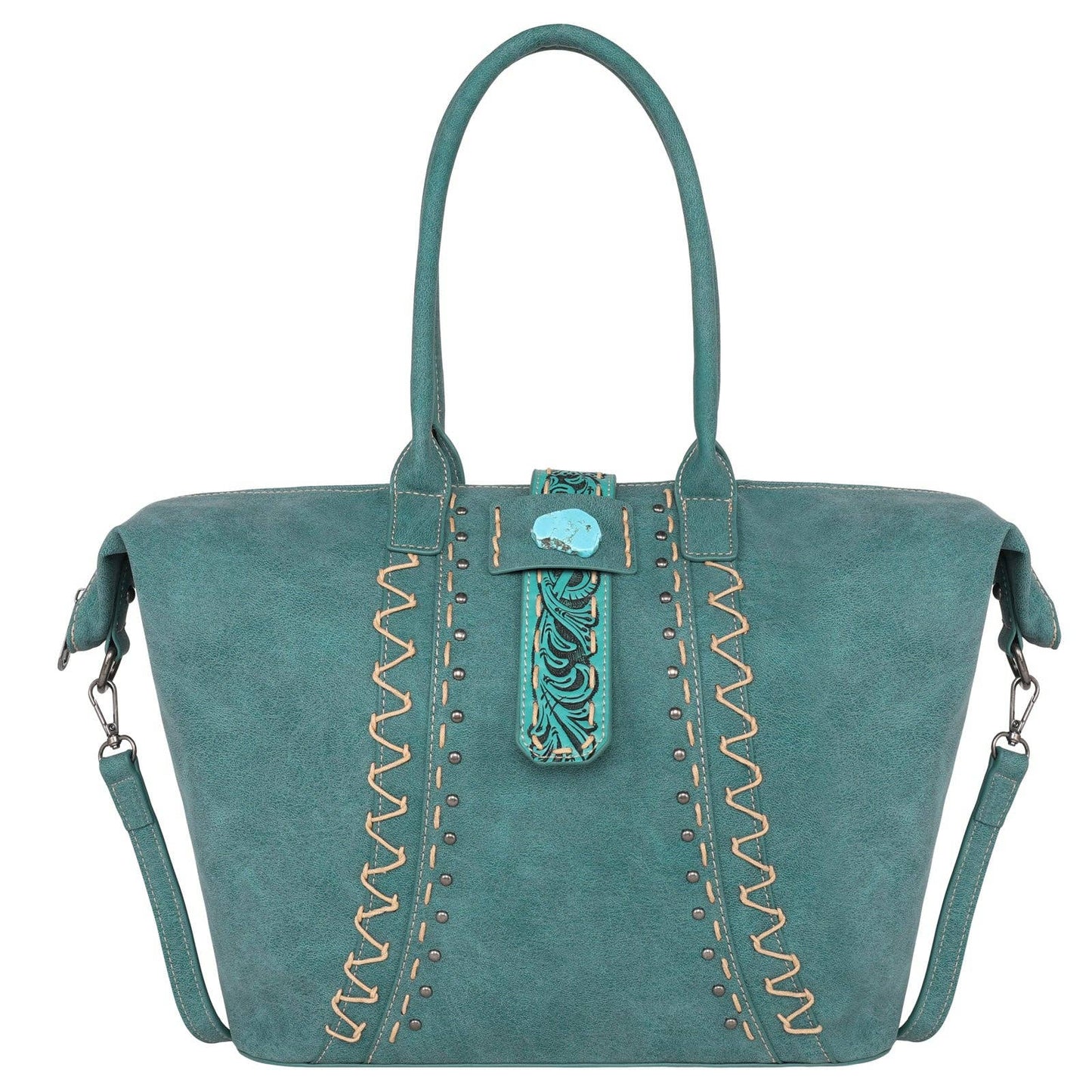 Montana West - MW1221G-8317 Montana West Tooled Collection Tote: Tan