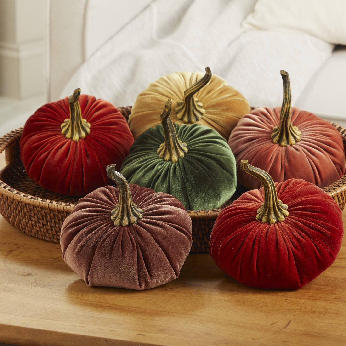 Your Heart's Content - Pumpkin Large Velvet, Fall Decor, Shelf Sitter, Tablescape: Gold