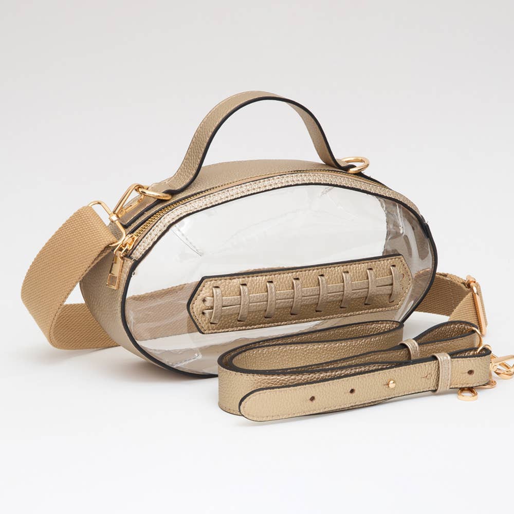 Sensibling Corp. - Football Shaped Transparent Crossbody Bag
: Brown