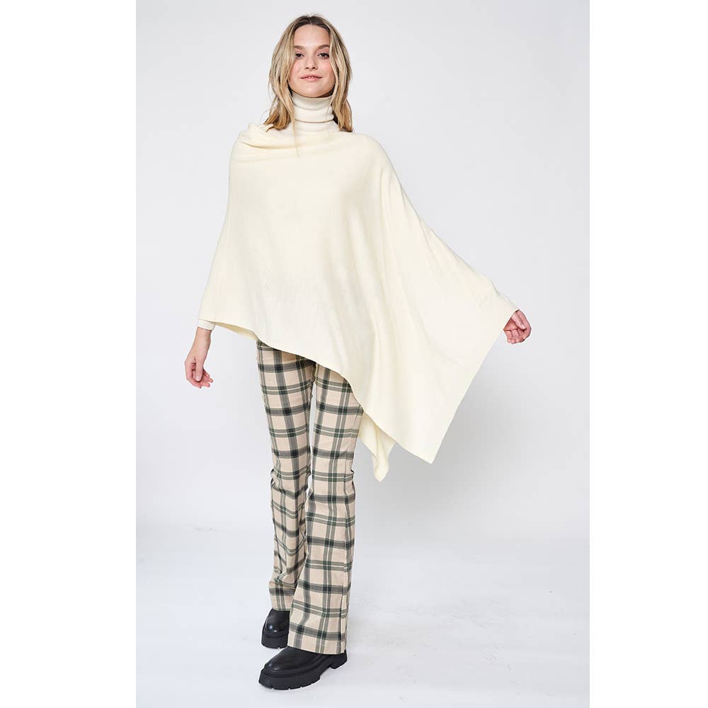 Sensibling Corp. - Solid Scarf Poncho: Ivory