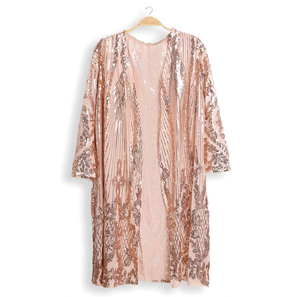 Sensibling Corp. - Sequin Cover Up Kimono Poncho: Rose Gold