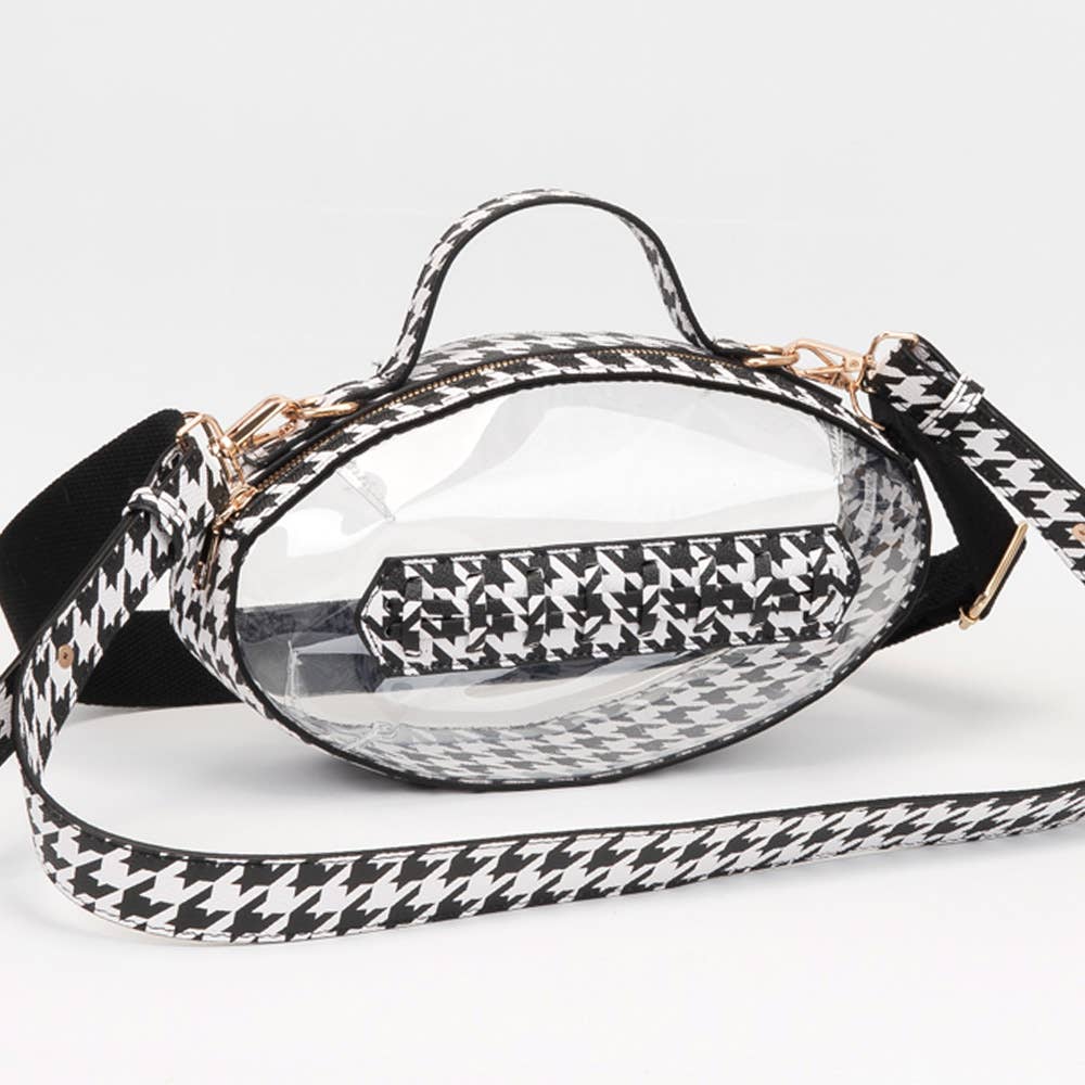 Sensibling Corp. - Football Shaped Transparent Crossbody Bag
: Brown