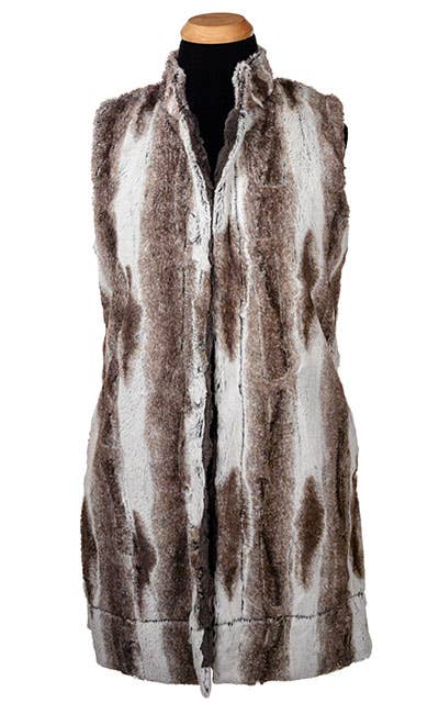 Mandarin Vest Long, Reversible less pockets: X-Large / Khaki/Ivory