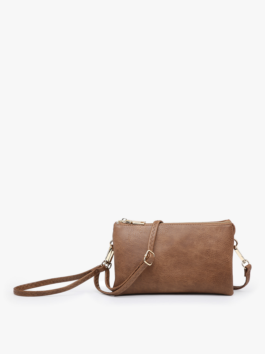 M013 Riley Monogrammable 3 Compartment Crossbody/Wristlet: Maroon