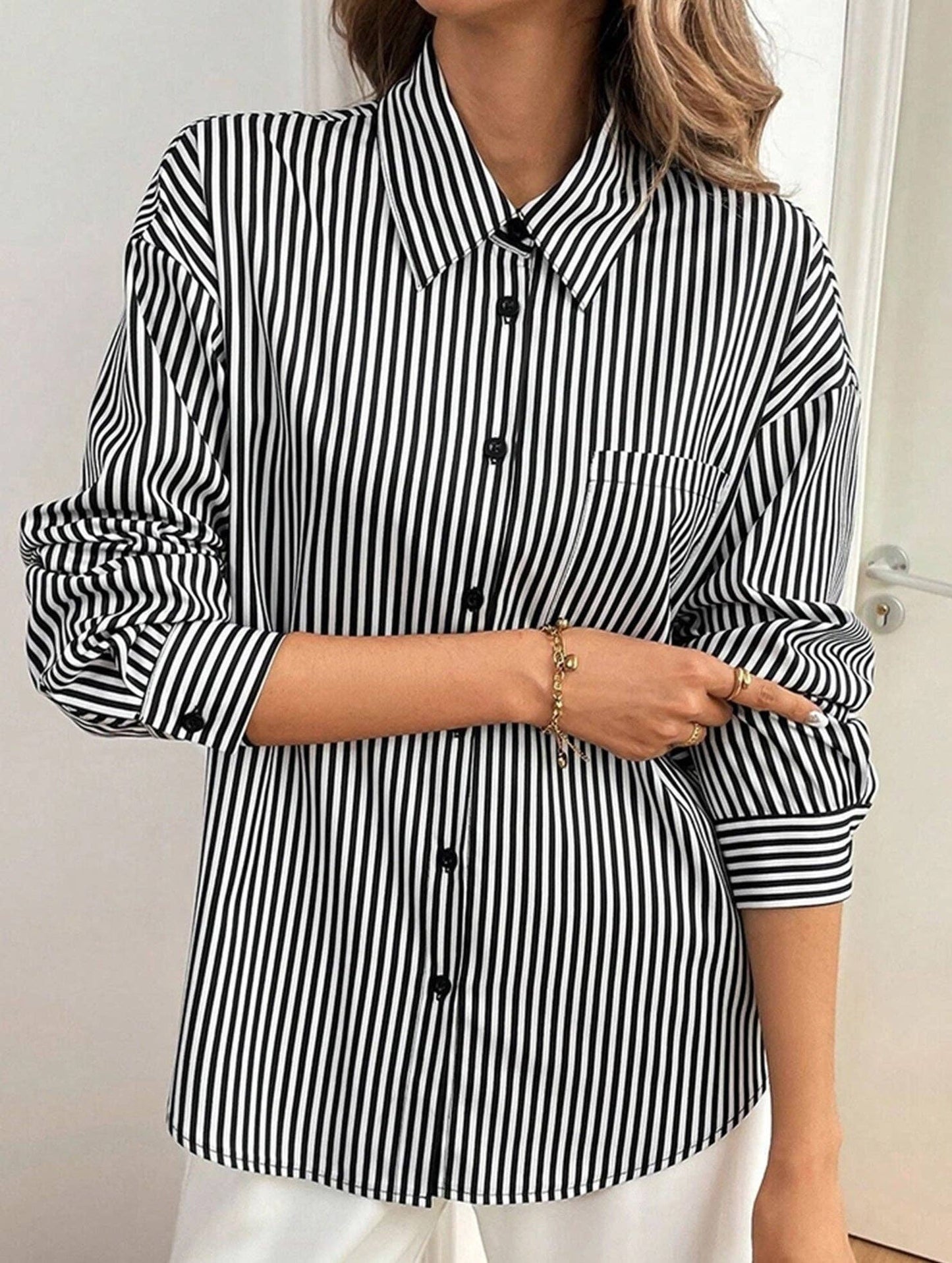 Lovenne Striped Blouse W/Bow