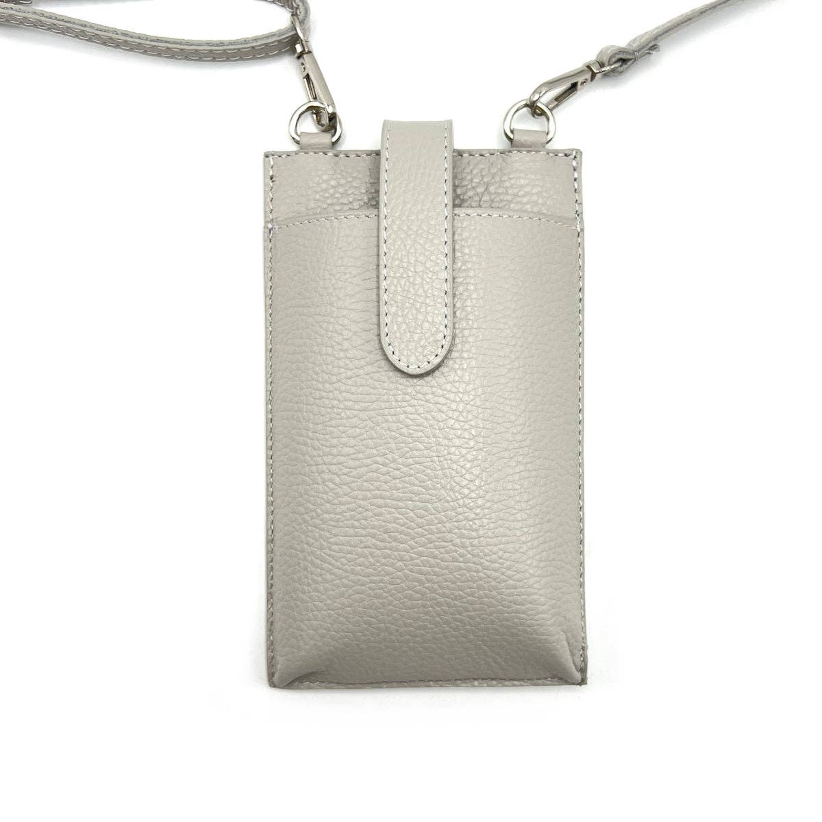 Suie Valentini srl - Summer genuine leather phone bag, Made in Italy, art. 112560: Beige