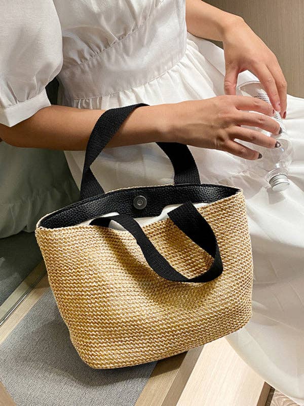 FurDecoration - Simple Casual Vacation Weave Bag: WHITE / One_size
