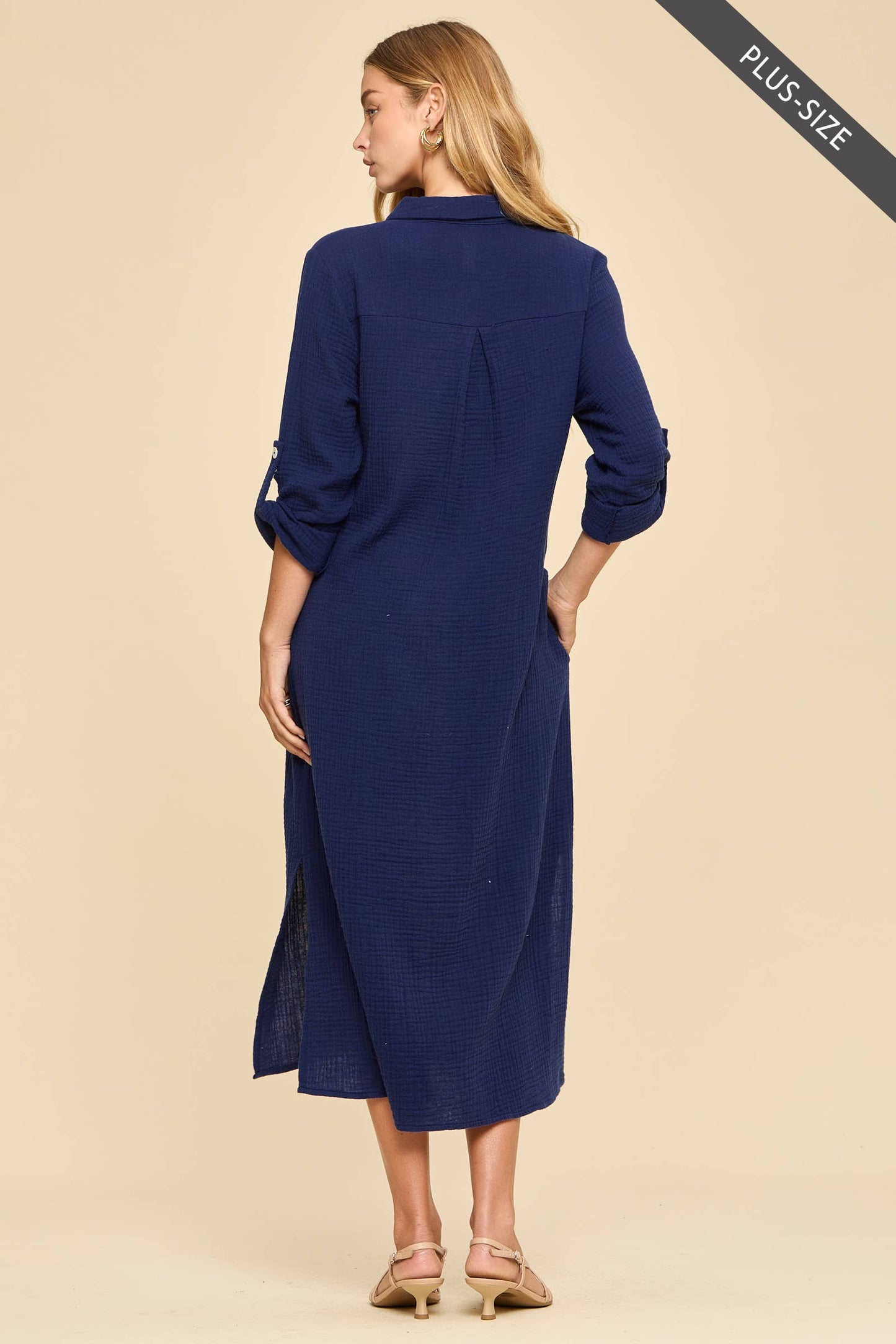 Dear Scarlett  Breathable Cotton Button-Down Duster: PEACH SORBET